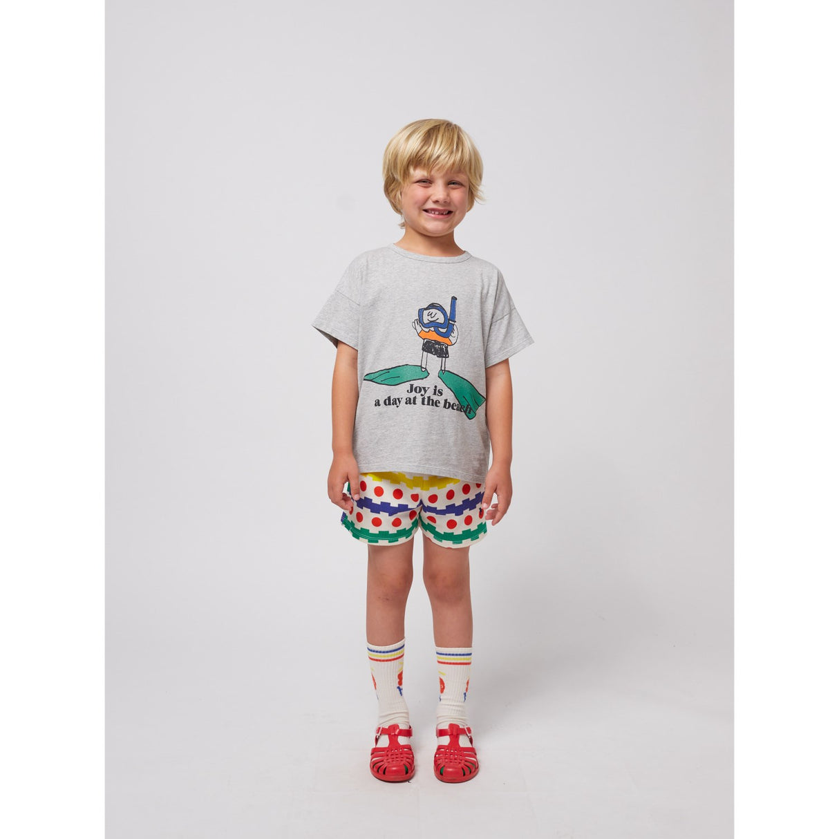Bobo Choses Offwhite Geometric All Över Waffle Shorts