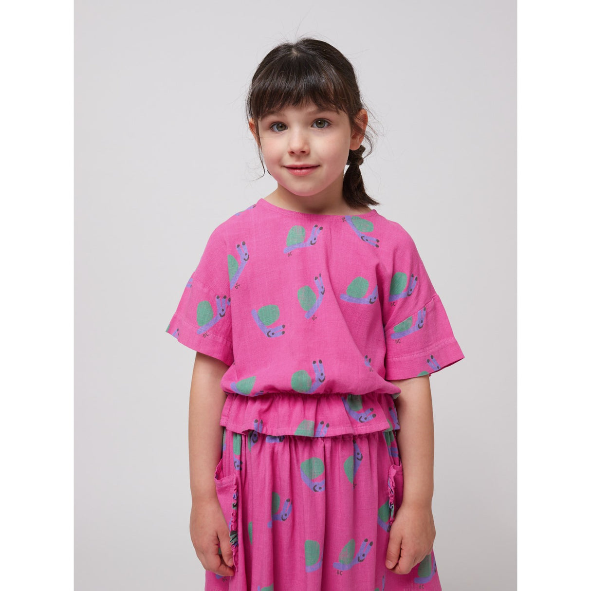 Bobo Choses Fuchsia Funny Snail All Över Woven Blus