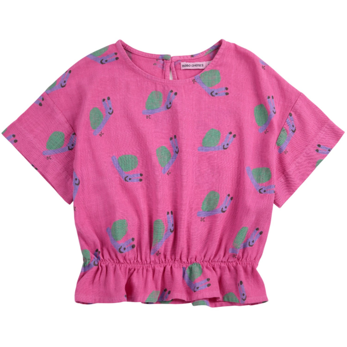 Bobo Choses Fuchsia Funny Snail All Över Woven Blus