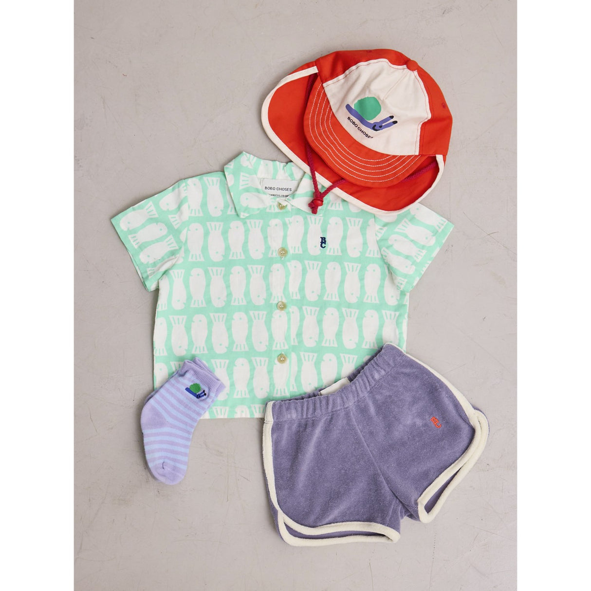 Bobo Choses Ljus Green Lucky Fish All Över Woven Skjorta