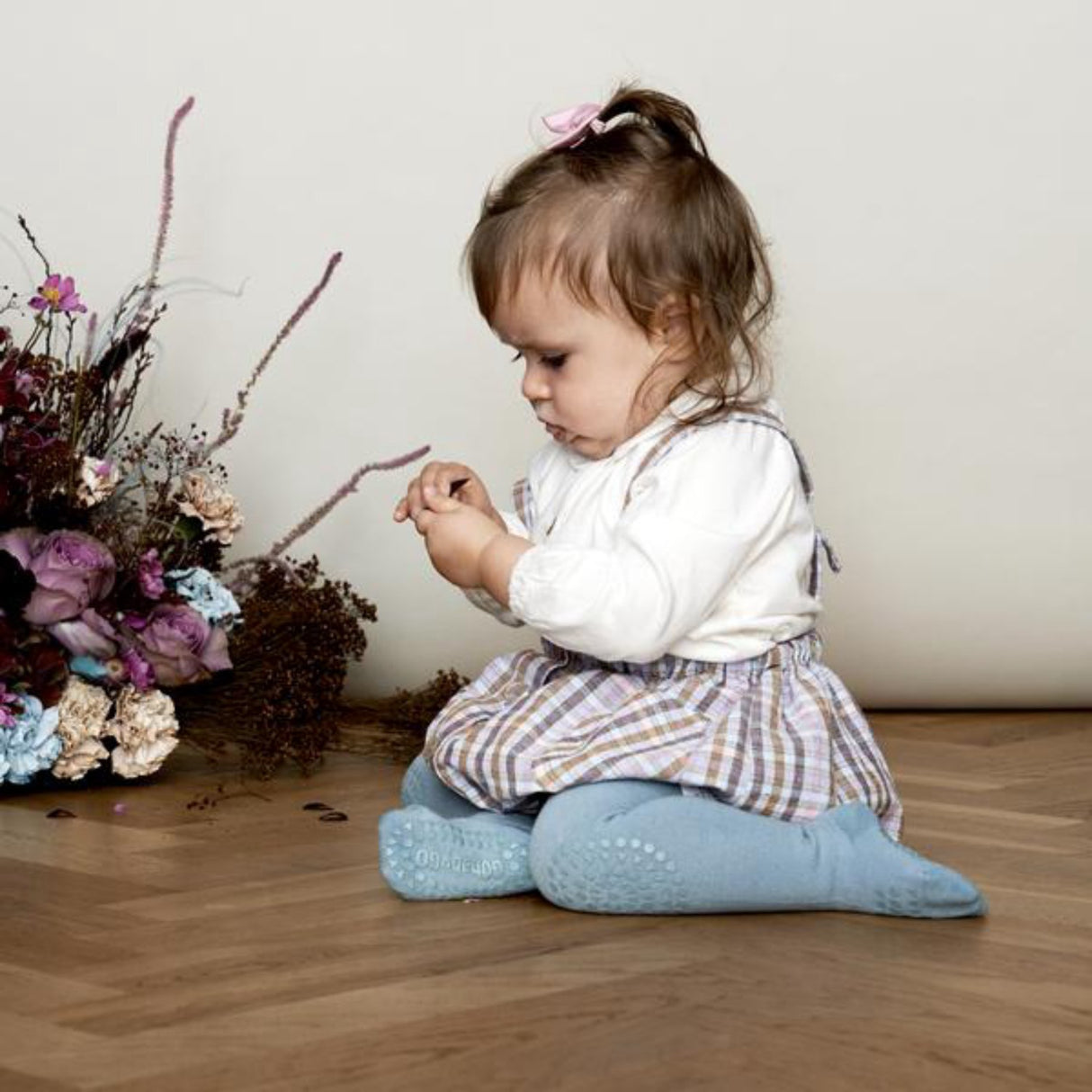 Gobabygo Dusty Blue Crawling Strumpbyxar Organic Bomull