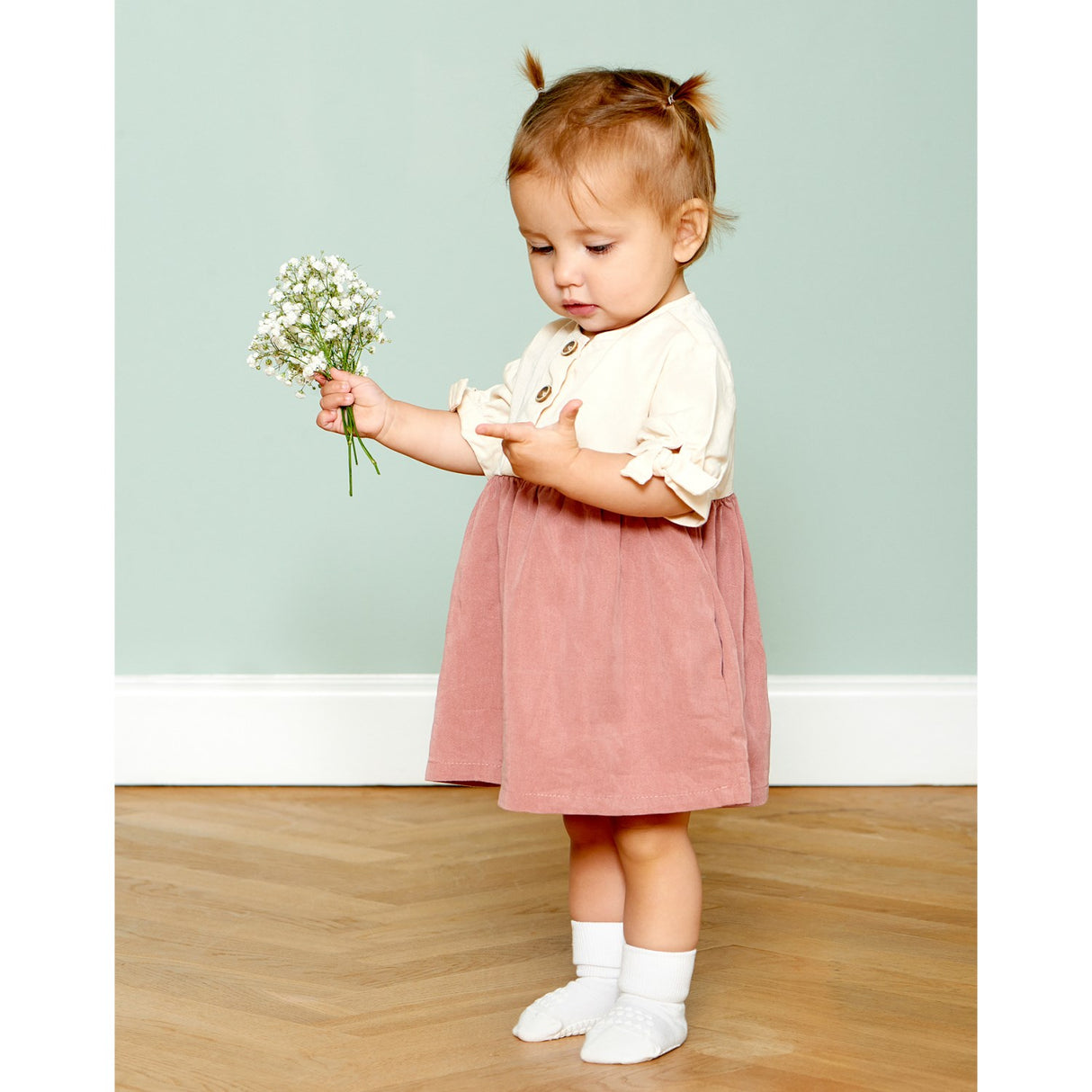 Gobabygo Off White Non-Slip Strumpor Bambu