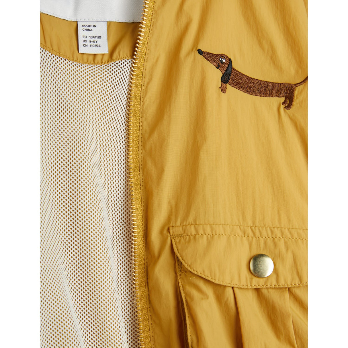 Mini Rodini Beige Dog Nylon Baseball Jacka Embroidery