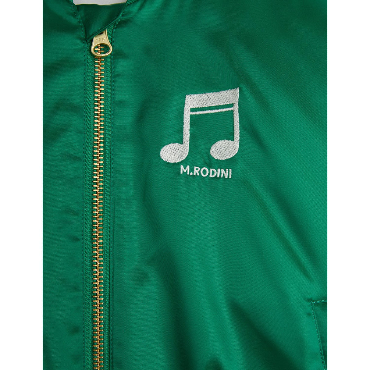 Mini Rodini Green Note Chenille Satin Baseball Jacka