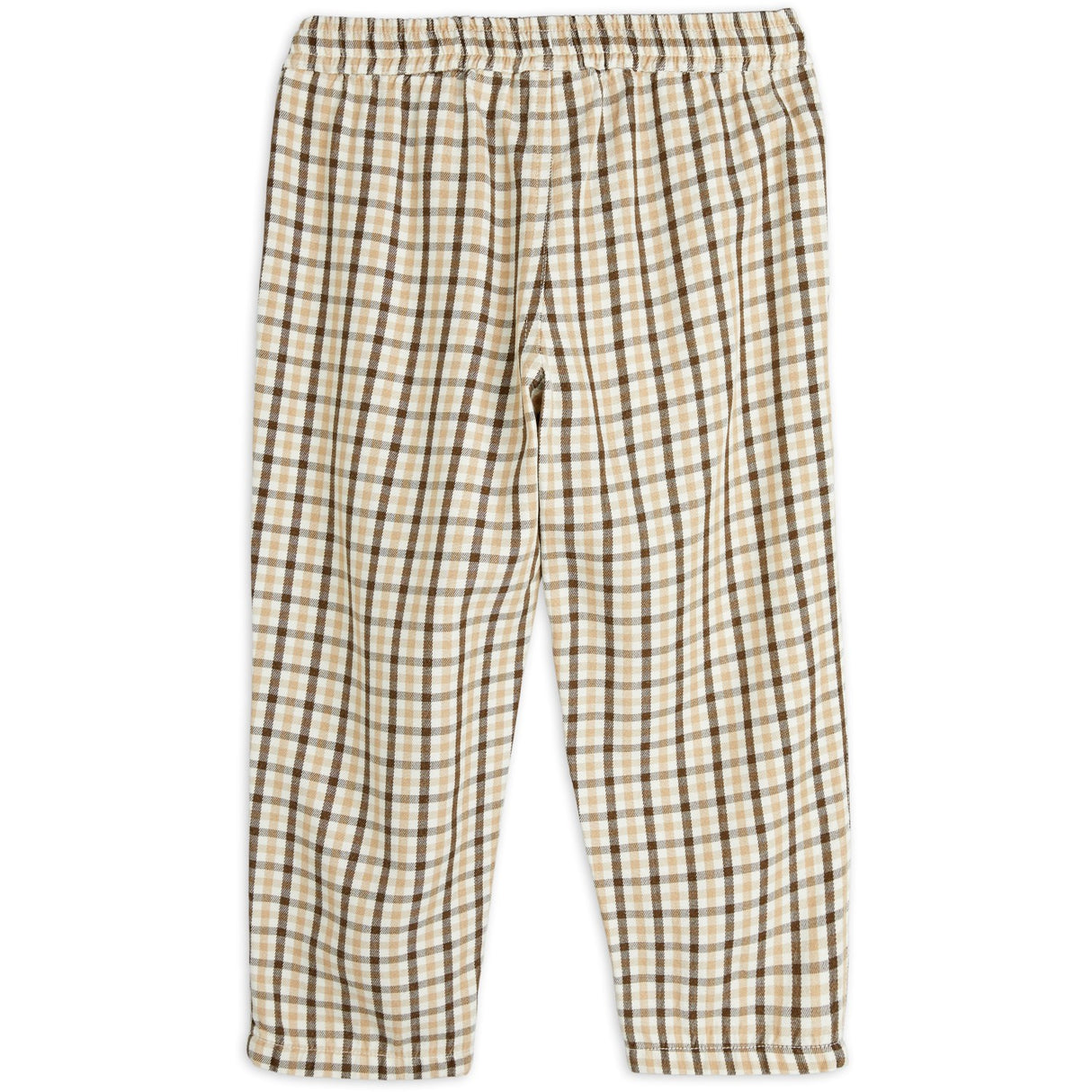 Mini Rodini Beige Gingham Woven Elastic Byxor