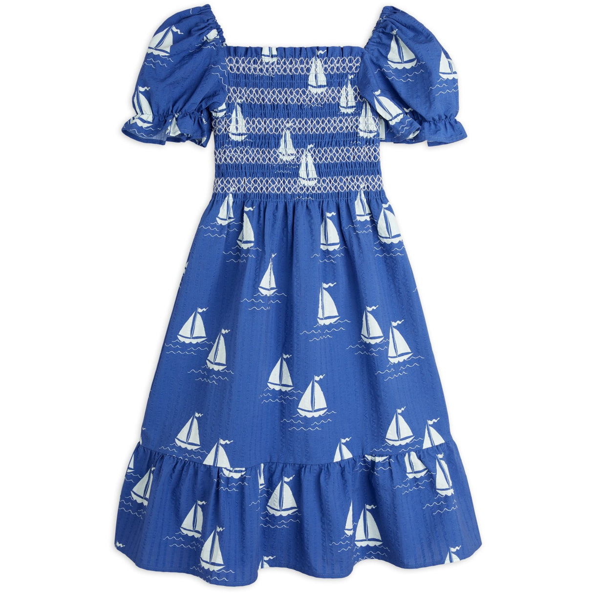 Mini Rodini Blue Sailing Boats AOP Woven Smock Klänning