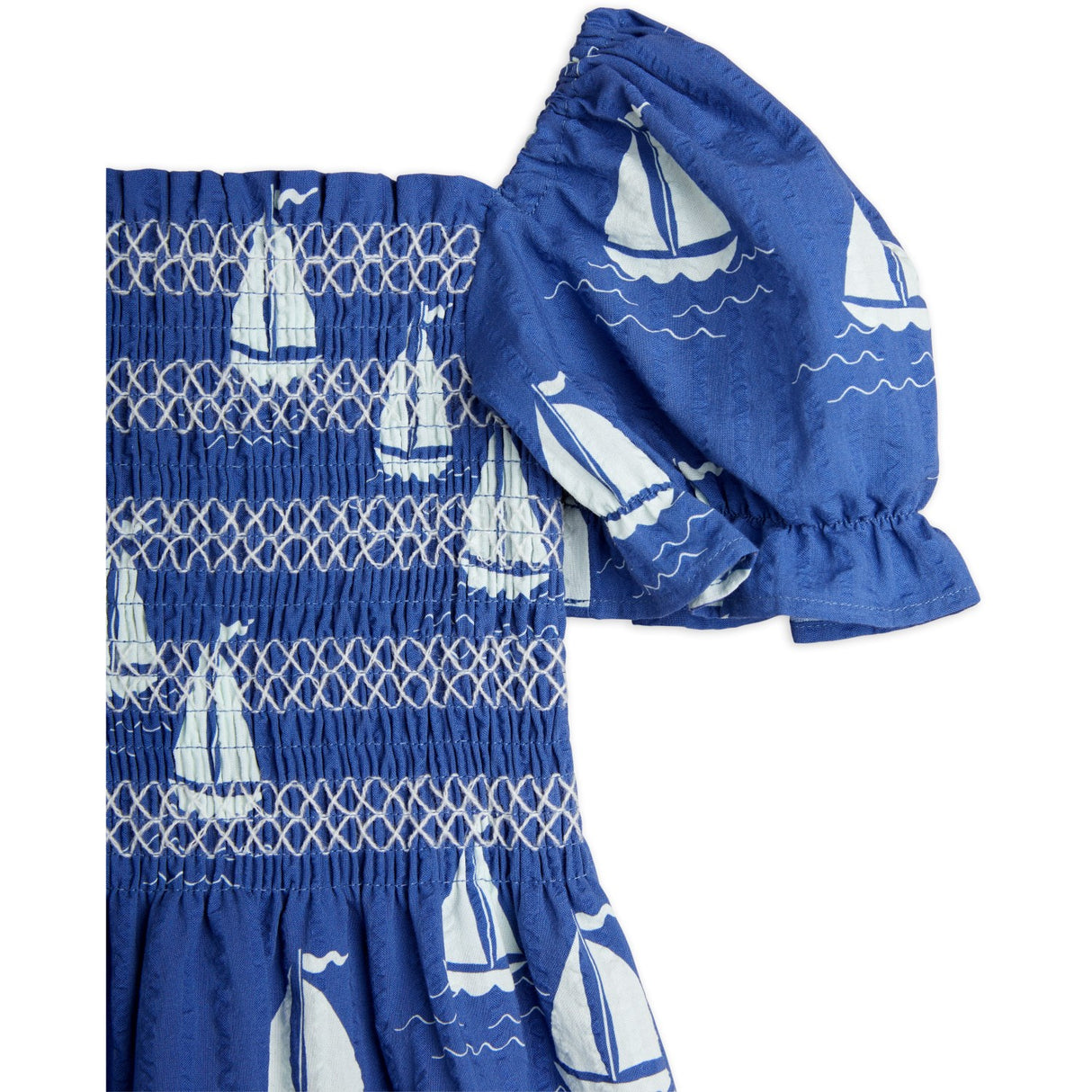 Mini Rodini Blue Sailing Boats AOP Woven Smock Klänning