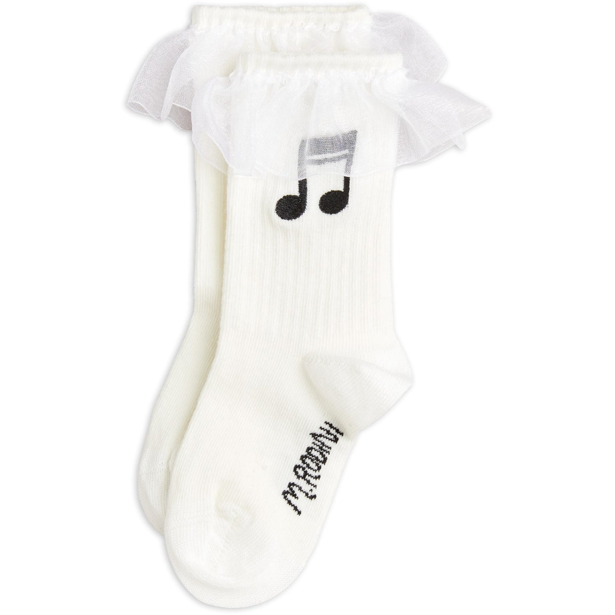 Mini Rodini White Note Frill 1-Pack Strumpor