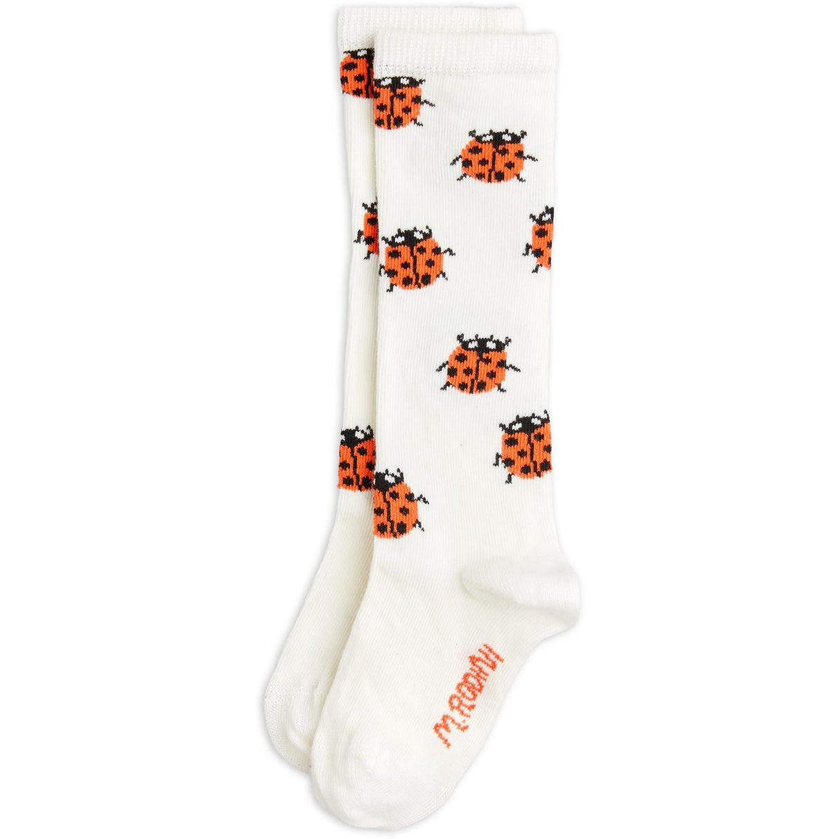 Mini Rodini White Ladybugs Knee-High Strumpor