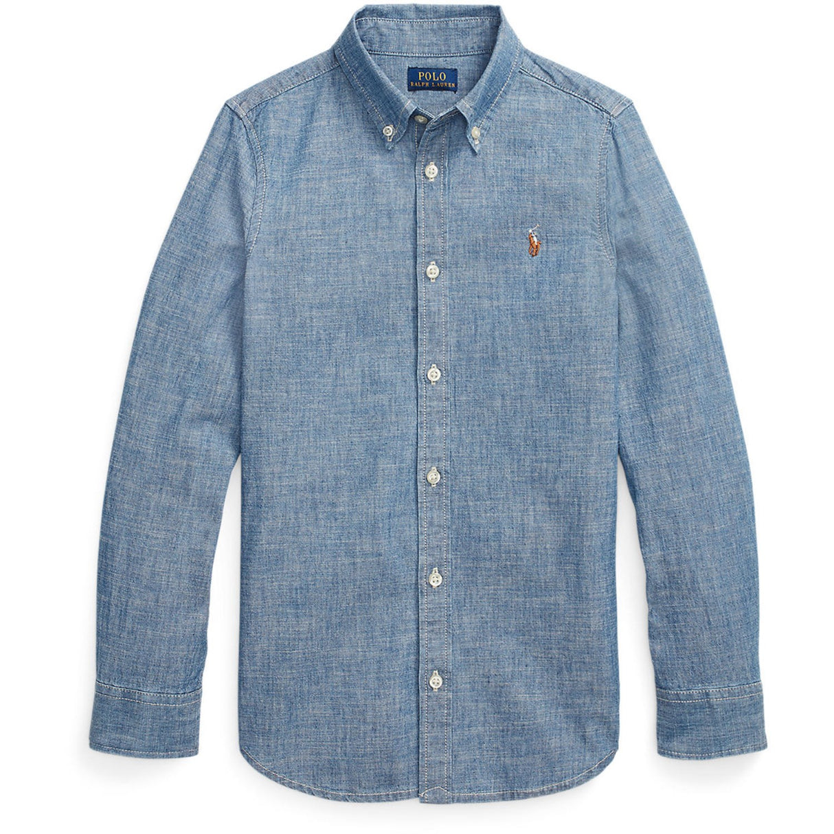 Polo Ralph Lauren Medium Blue Wash Girl Knap Front Skjorta