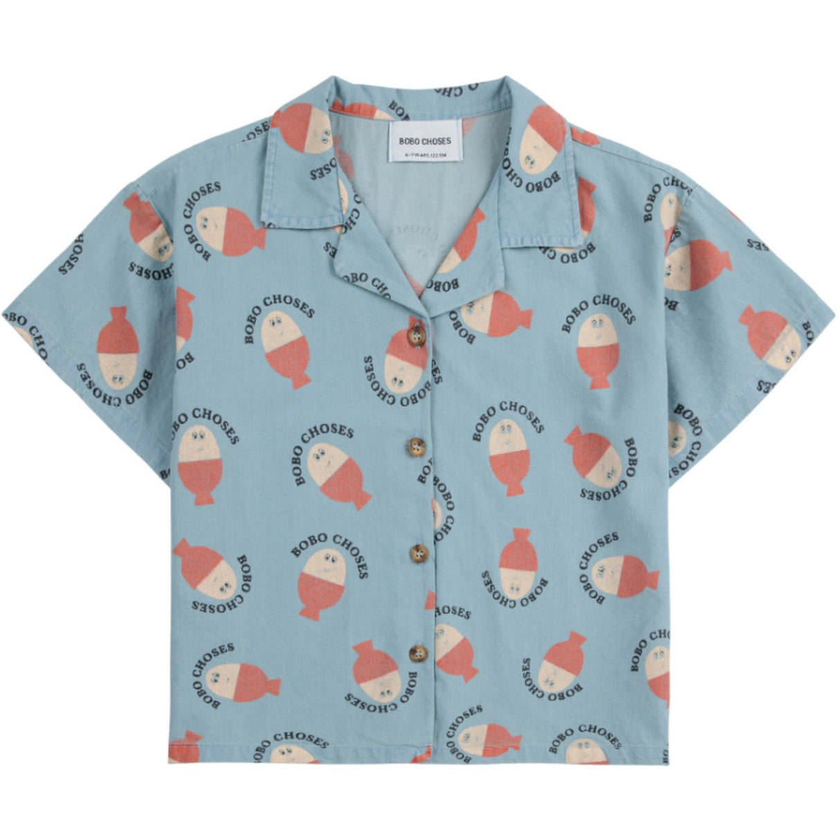 Bobo Choses Ljus Blue Morning Egg All Över Ljus Denim Skjorta