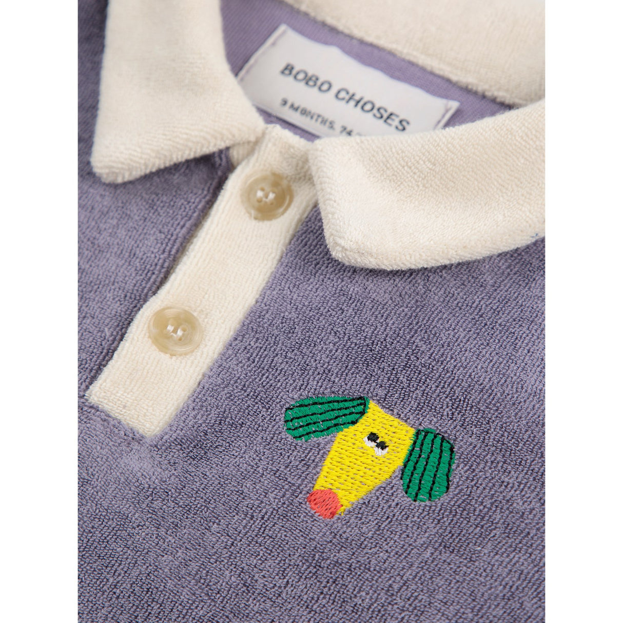 Bobo Choses Navy Blue Happy Dog Terry Cloth Pikétröja