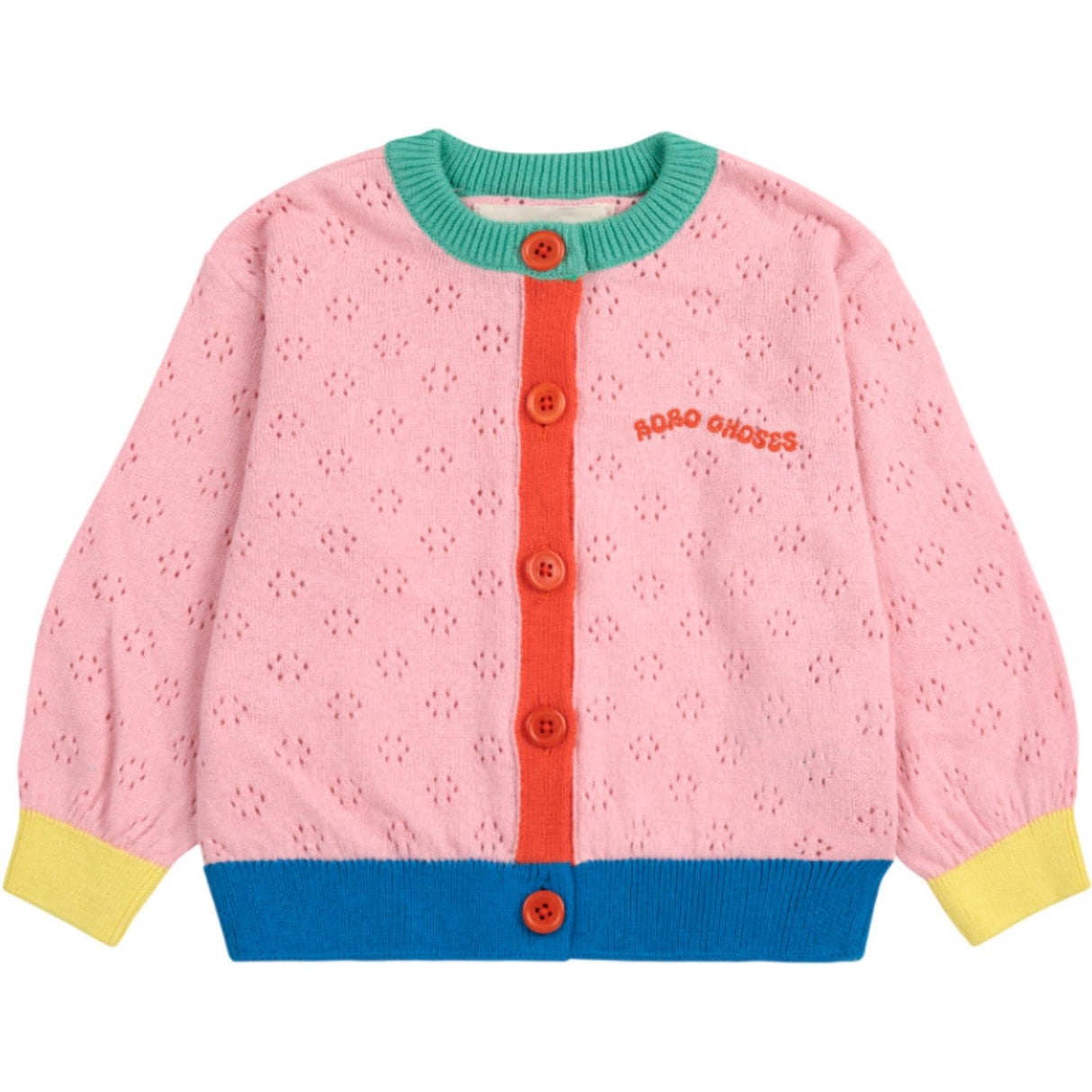 Bobo Choses Ljus Pink Färg Block Open Work Cardigan
