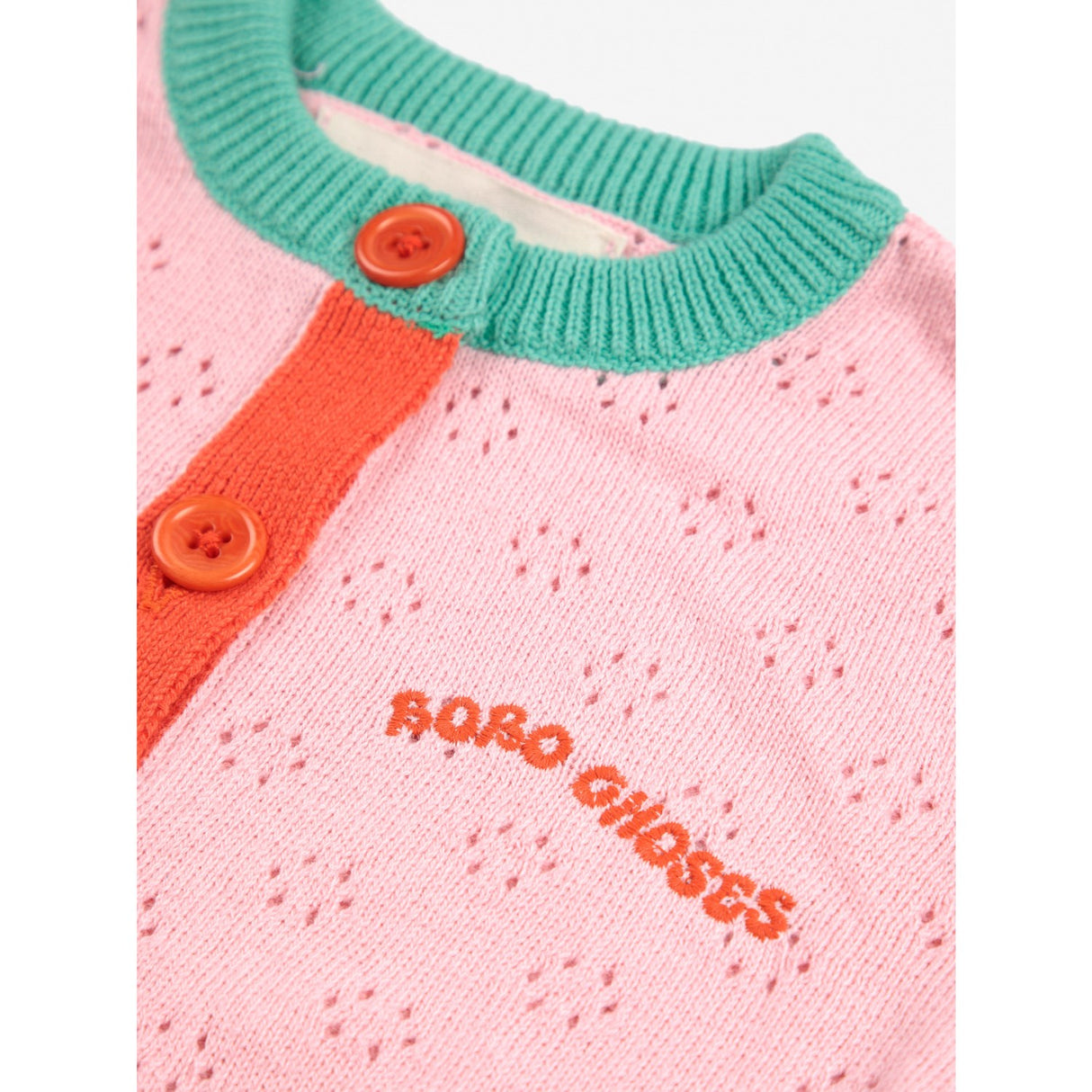 Bobo Choses Ljus Pink Färg Block Open Work Cardigan