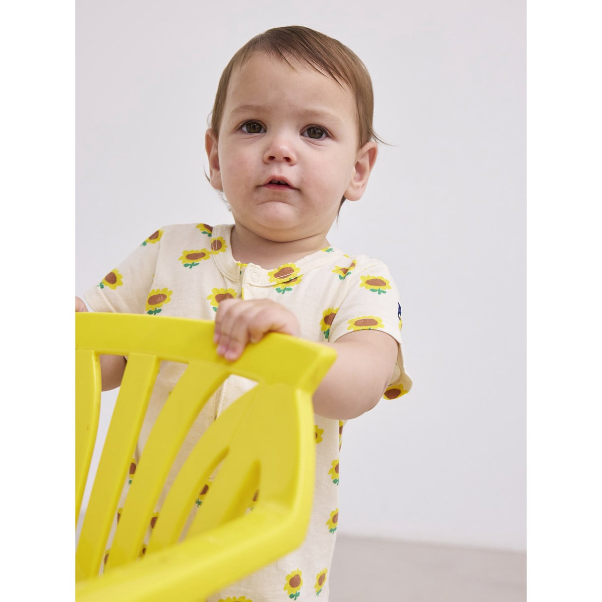 Bobo Choses Beige Sunflower All Över Playsuit