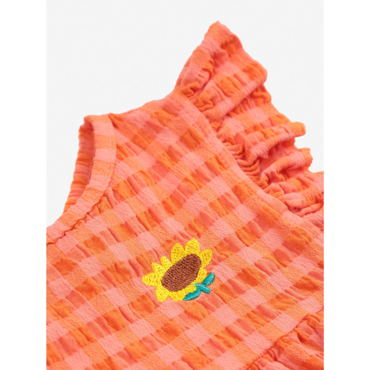 Bobo Choses Coral Pink Vichy Woven Klänning