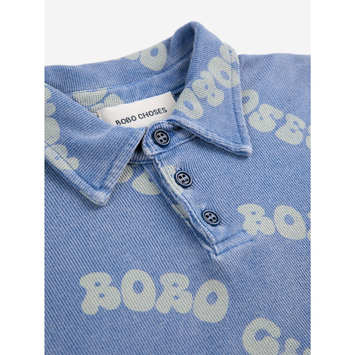 Bobo Choses Blue Wavy Bobo Choses All Över Waffle Pikétröja