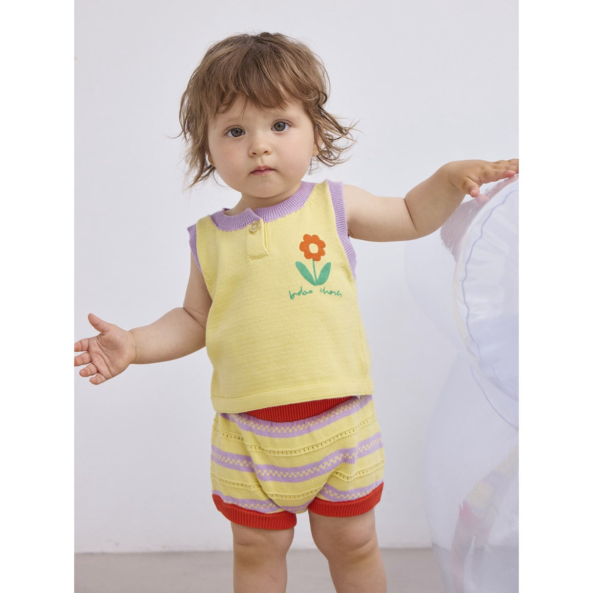 Bobo Choses Beige Flower Stickad Set