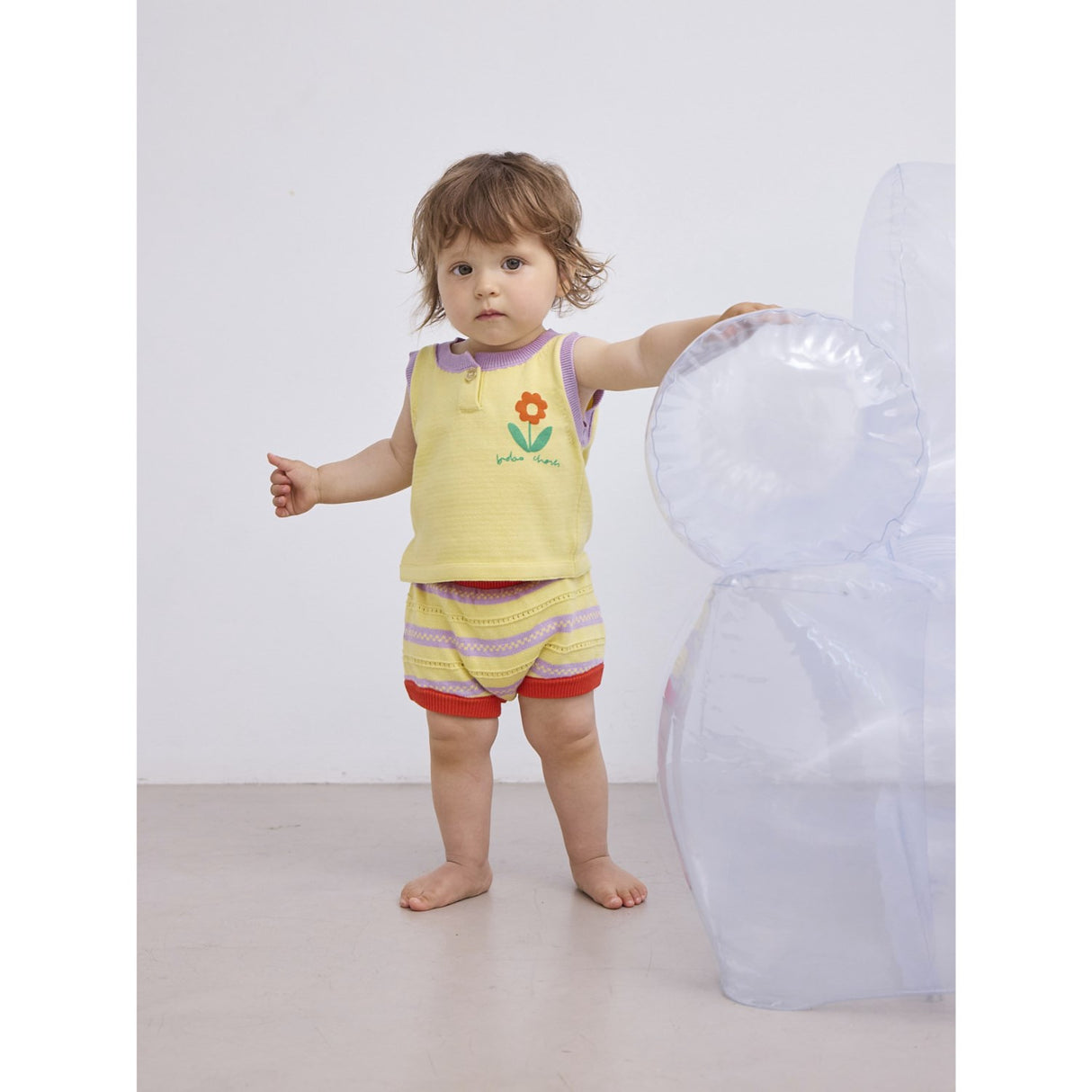 Bobo Choses Beige Flower Stickad Set