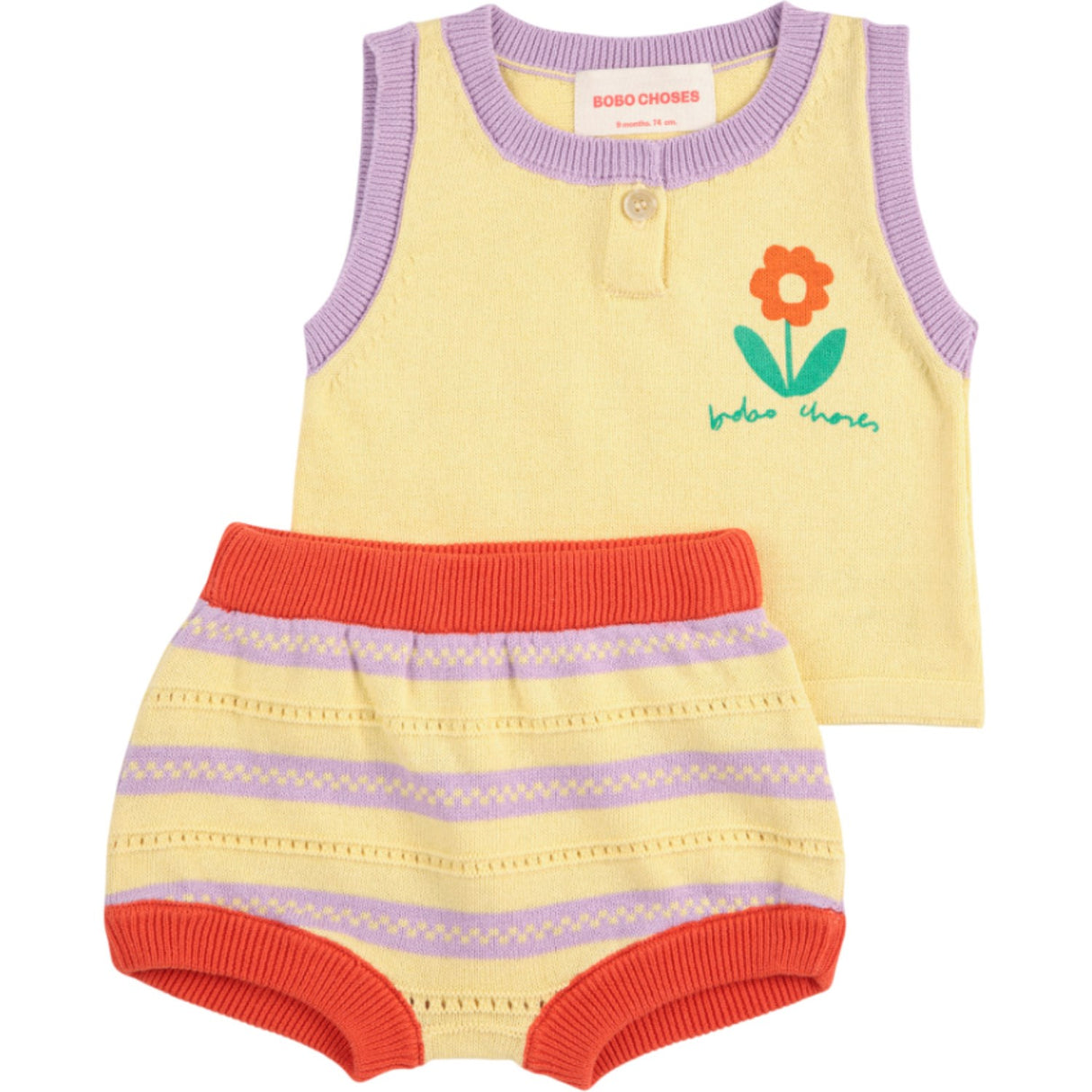 Bobo Choses Beige Flower Stickad Set