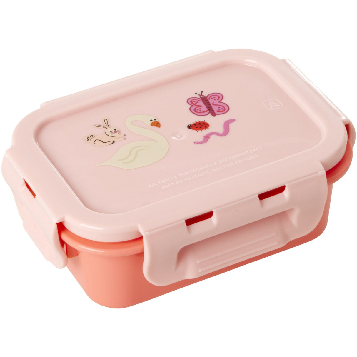 Rice Lunchbox Med Airtight Lid Och Wildlife Print - Pink - Small