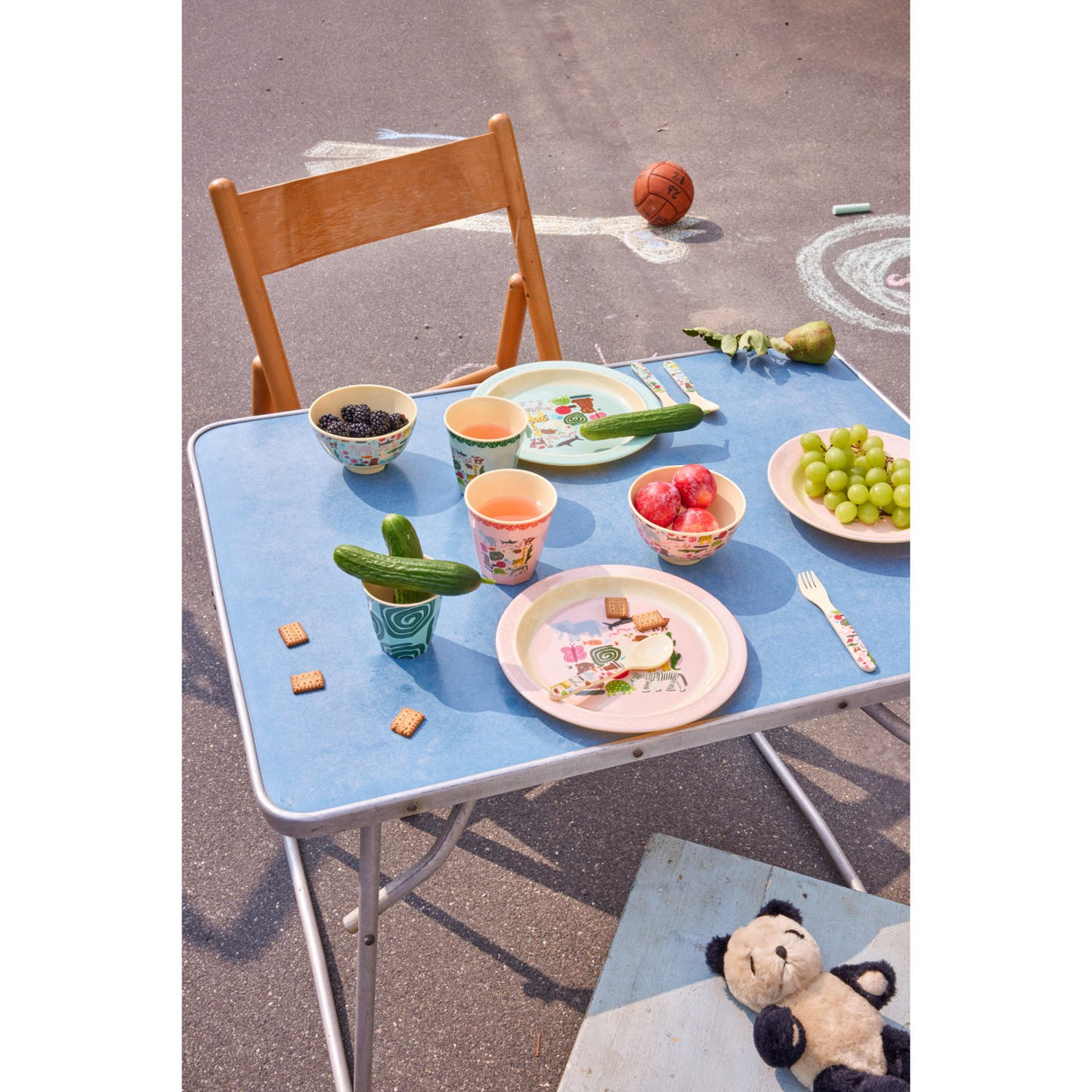 Rice Melamine Kids Lunch Tallrik Med Wildlife Print - Pink