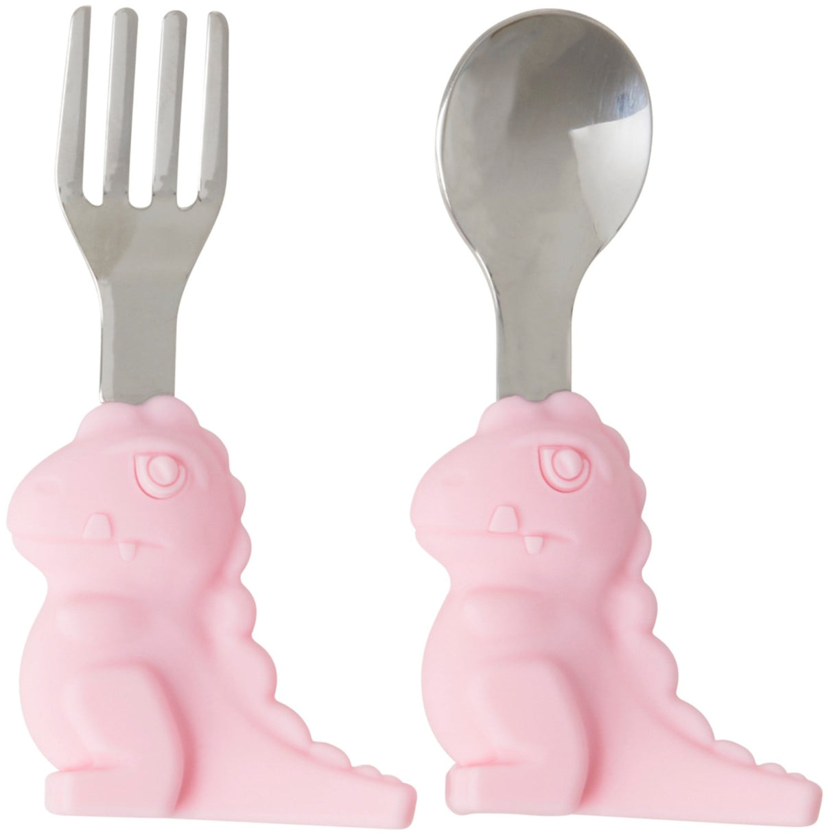 Rice Stainless Steel Kids Bestick Med Dino Handle - Pink