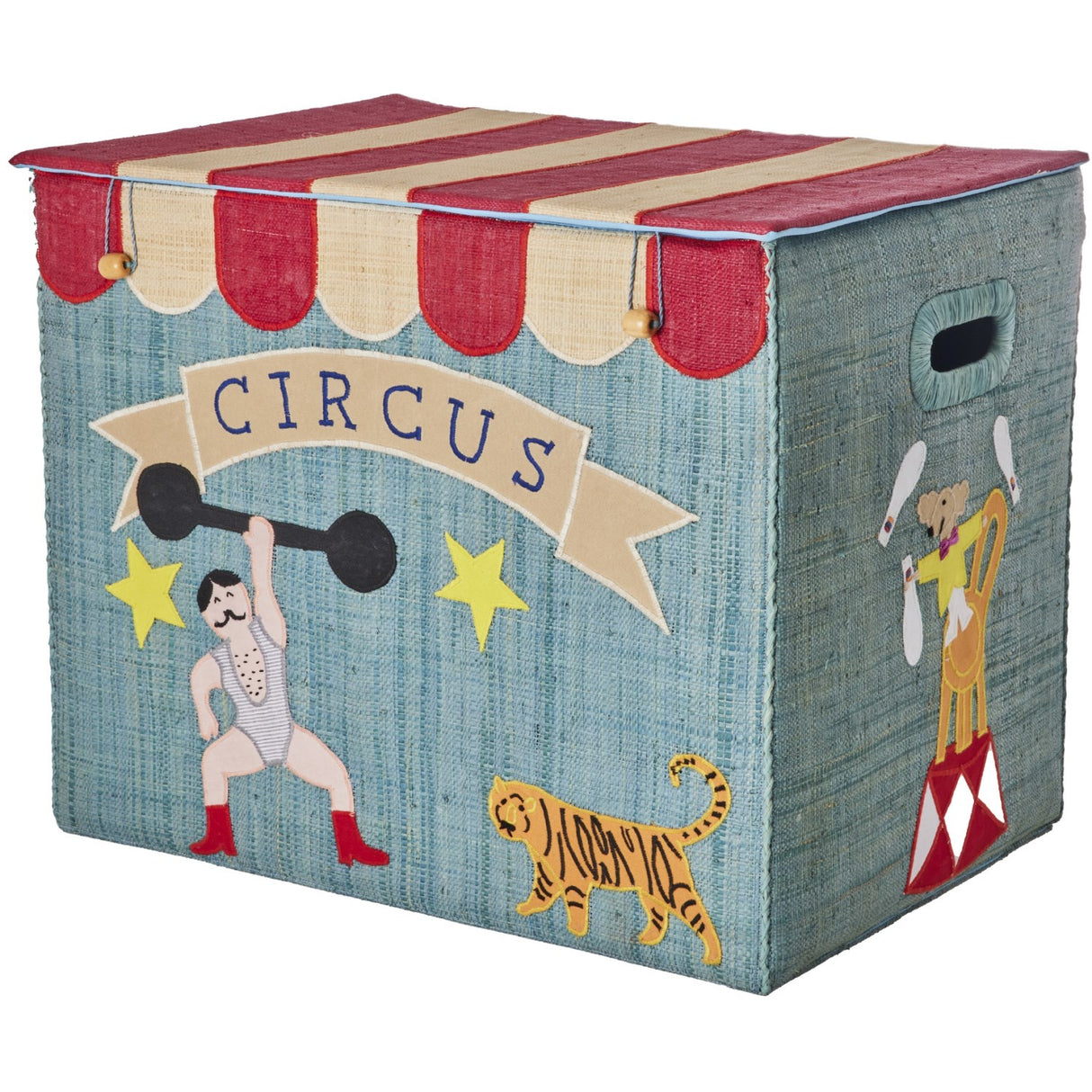 Rice Raffia Förvaring Box Med Circus Theme - Extra Large - Foldable