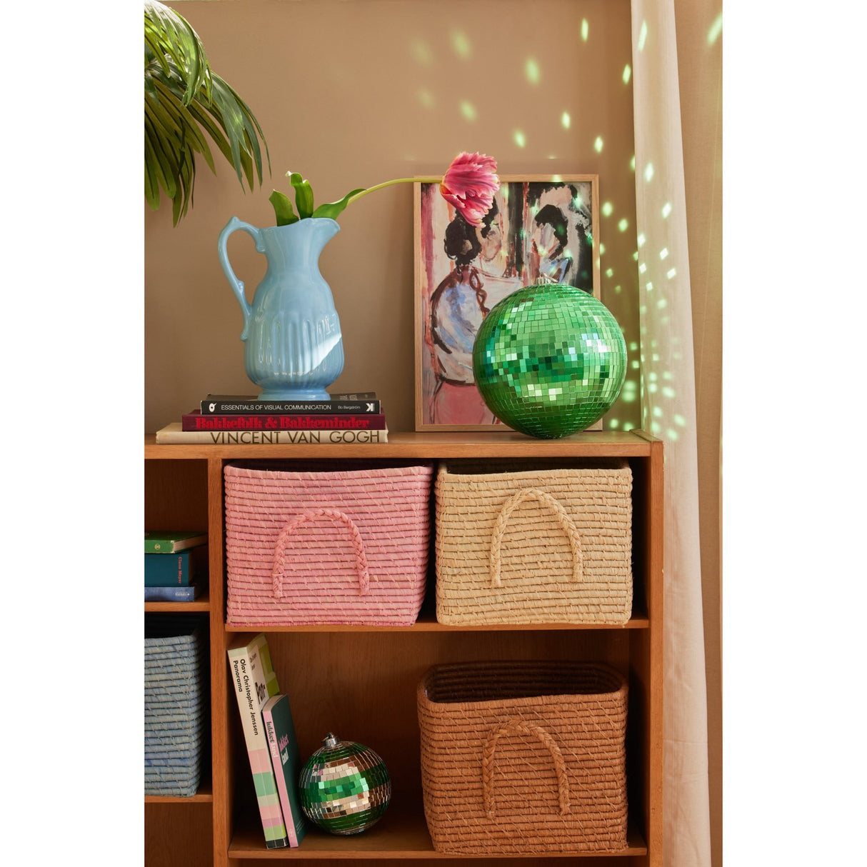 Rice Raffia Square Korg Med Raffia Handles - Nature