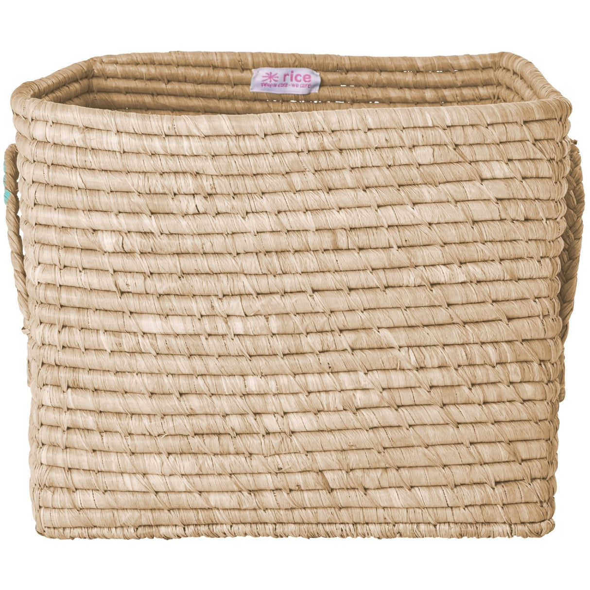 Rice Raffia Square Korg Med Raffia Handles - Nature