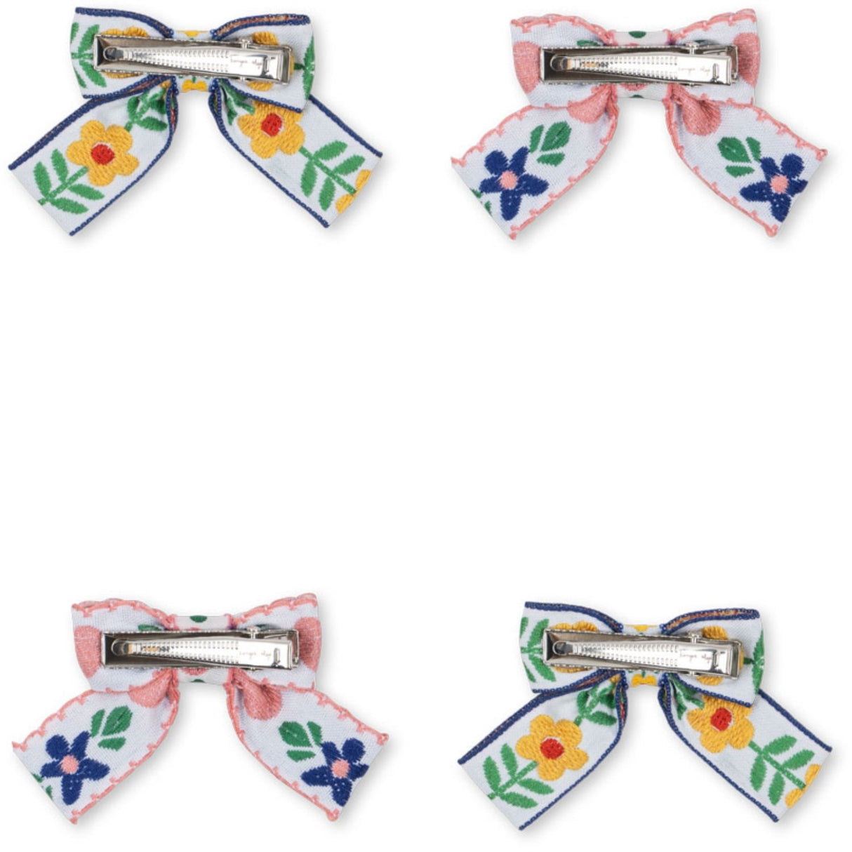 Konges Sløjd White/Rose 4 Pack Rosett Hårklämmor