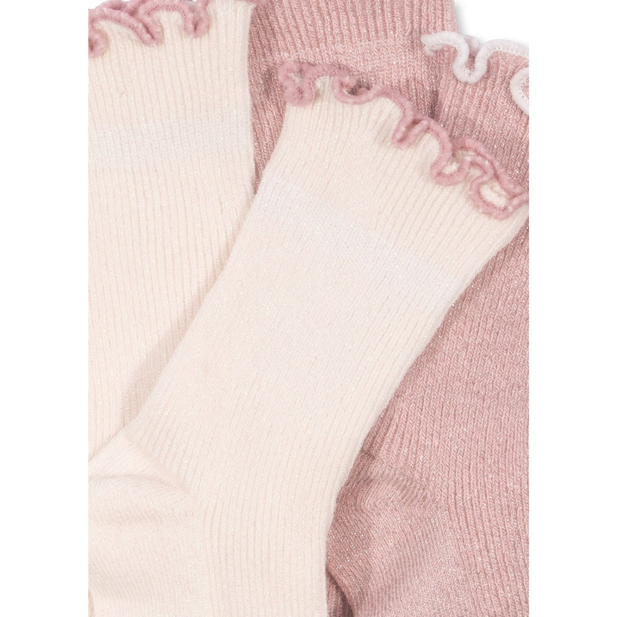 Konges Sløjd Rose/Off White 2 Pack Rib Frill Strumpor