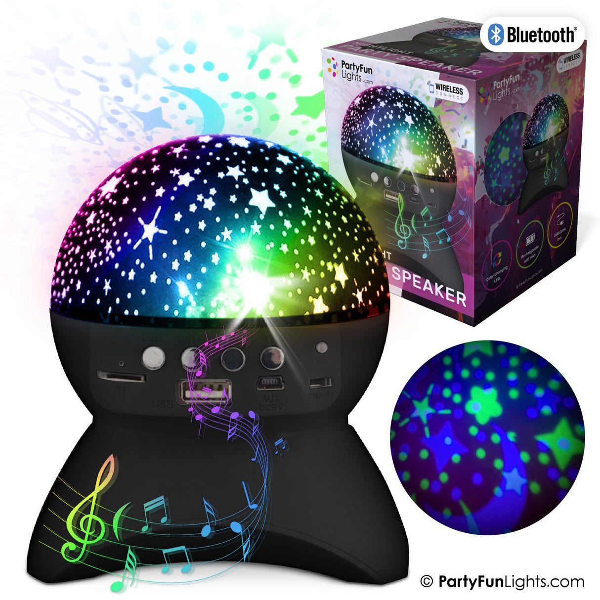 Party Funlight Starry Sky Bluetooth Högtalare - Svart