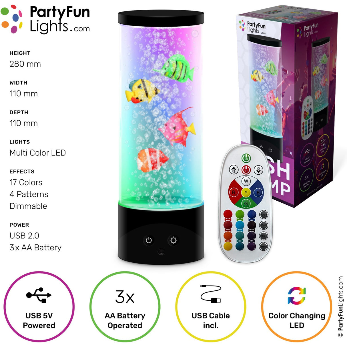 Party Funlight Fiske Lampa med Fjärrkontroll H: 28cm