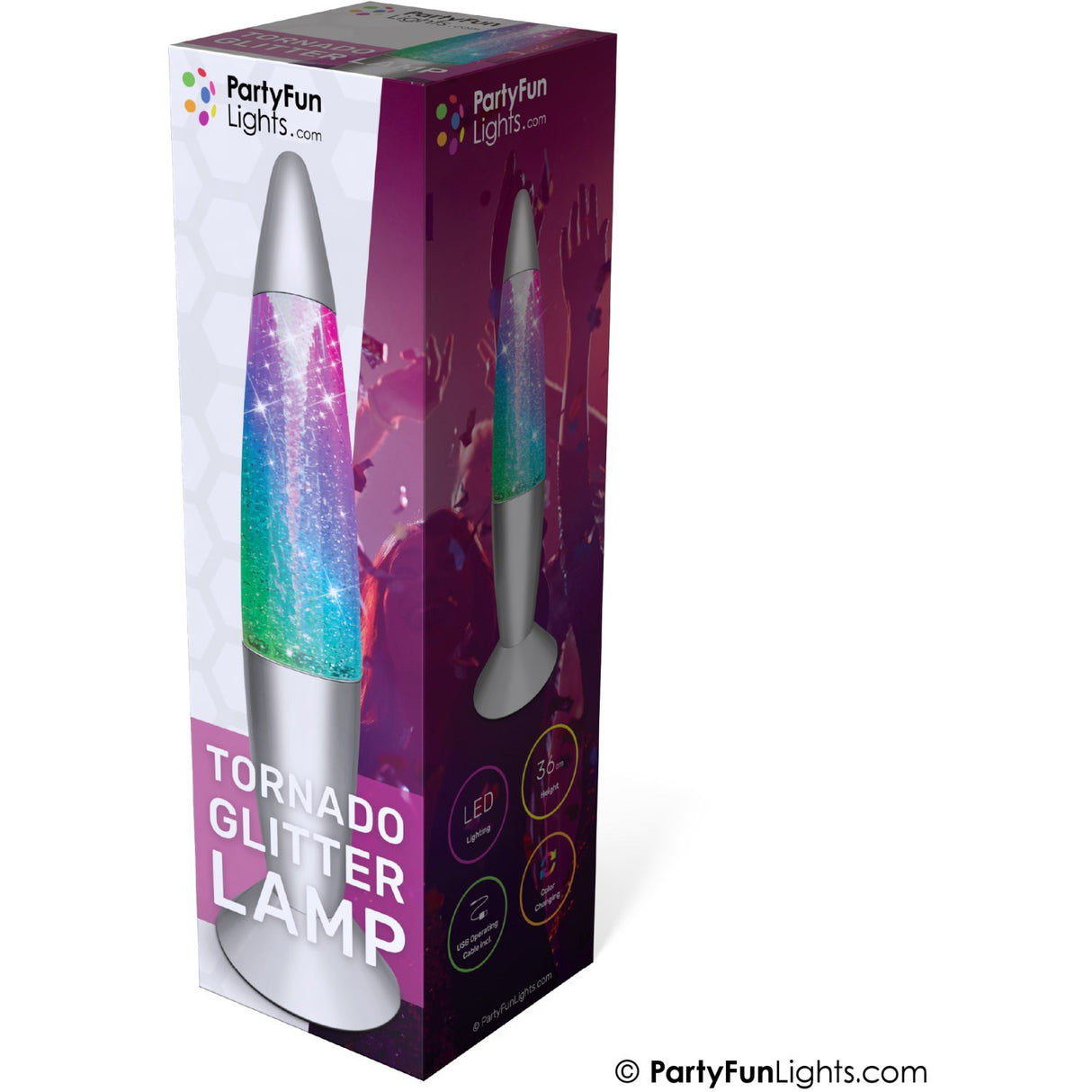 Party Funlight Tornado Glitter Lampa - Flerfärgad H: 36cm