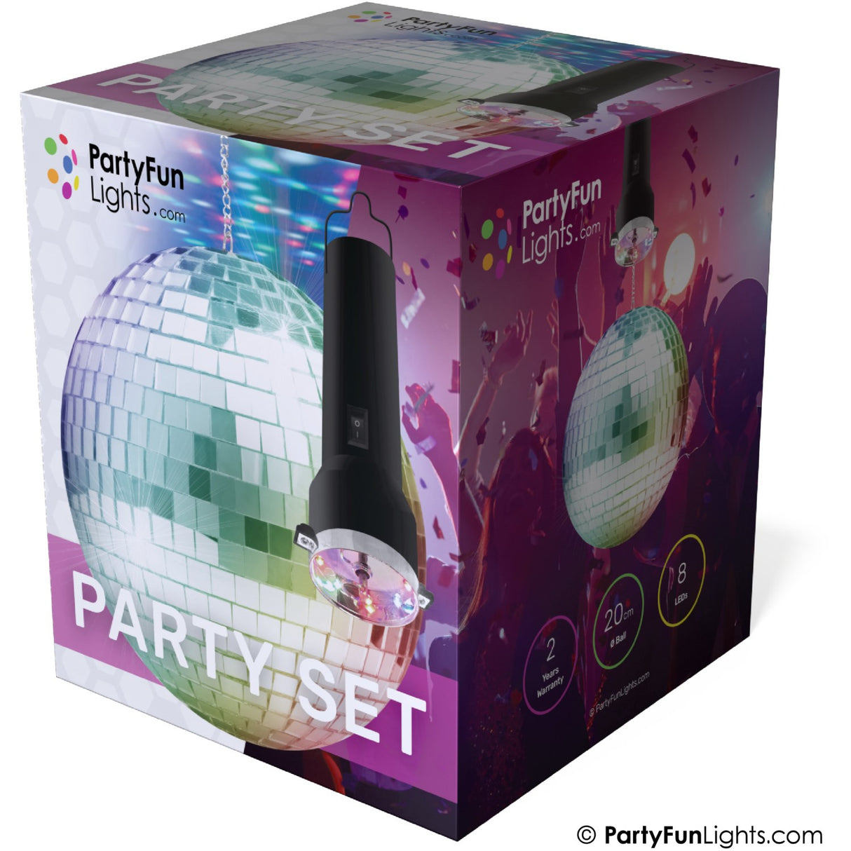Party Funlight Party Set - Roterande spegelboll med LED och motor
