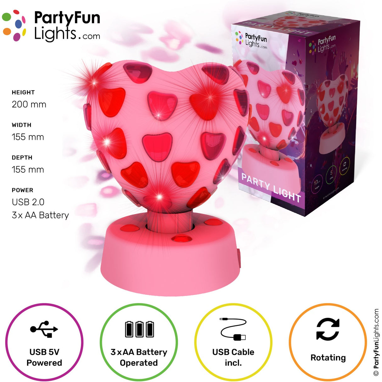 Party Funlight Heart Disco Lampa Ø:15,5cm