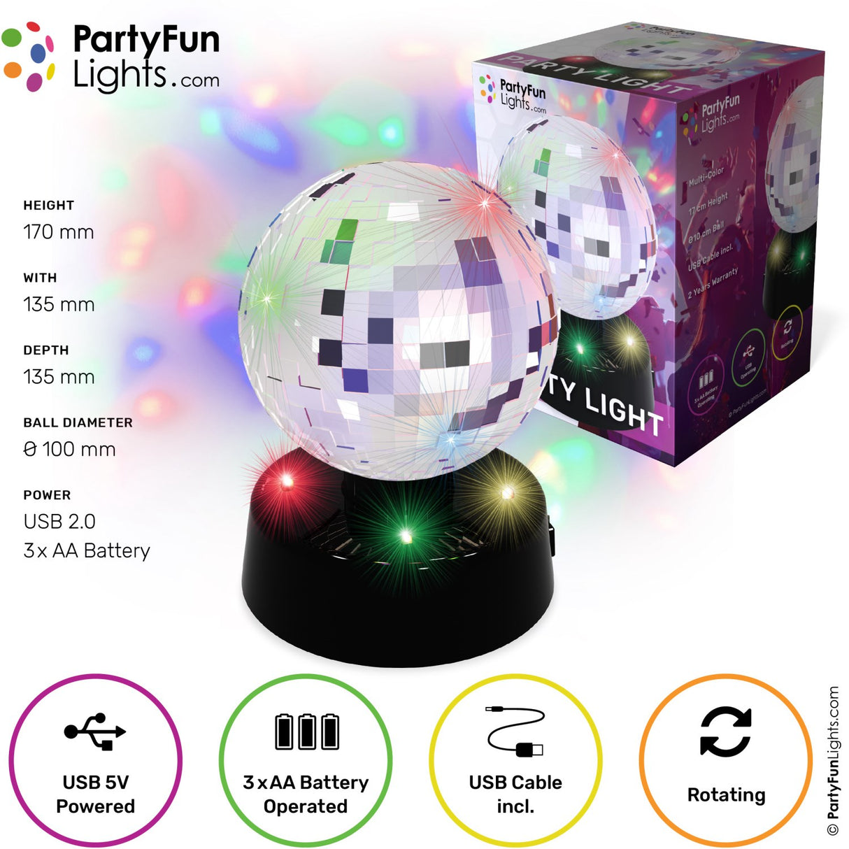 Party Funlight Spegel Boll Lampa Ø: 10cm