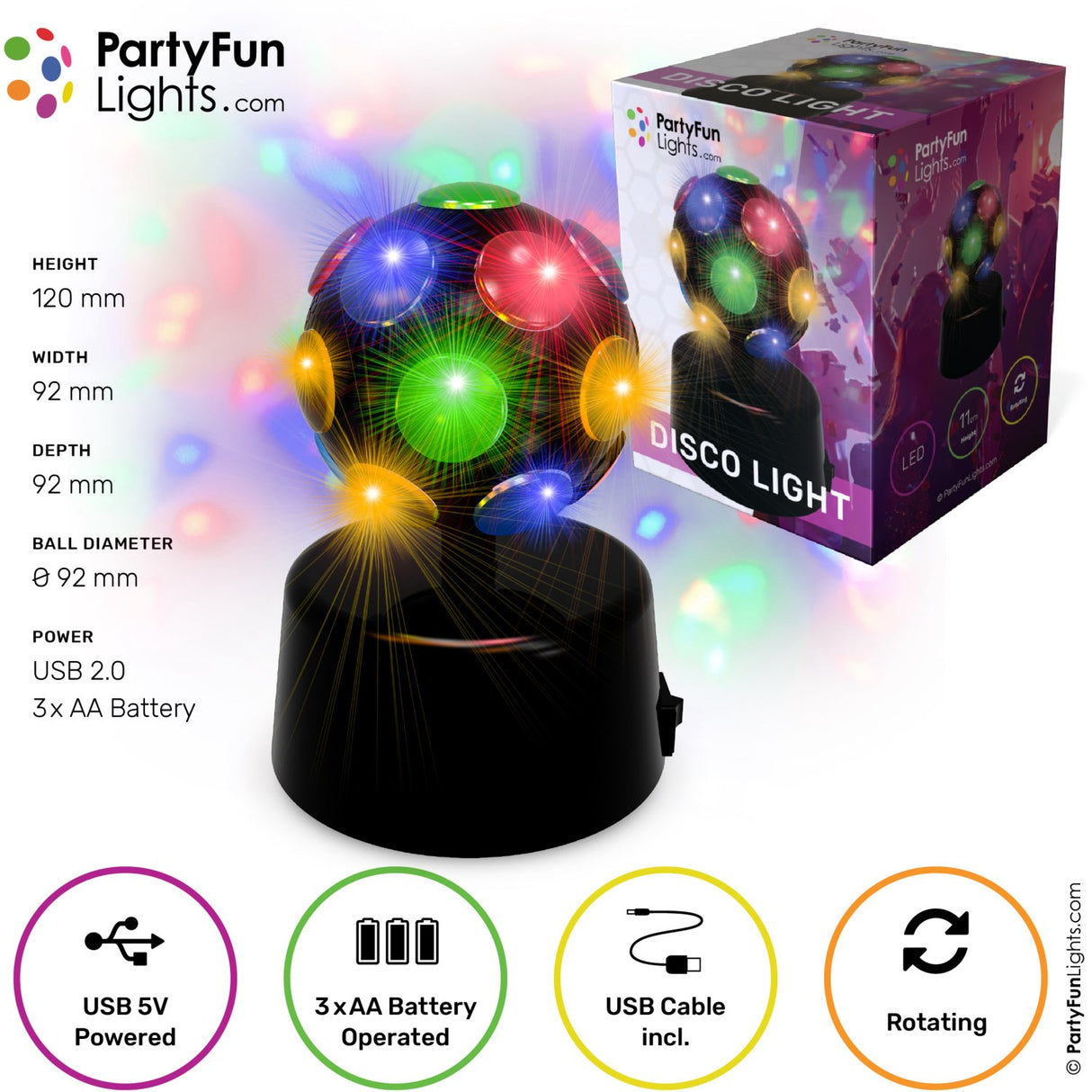 Party Funlight Mini Disco Lampa Ø: 9,2cm