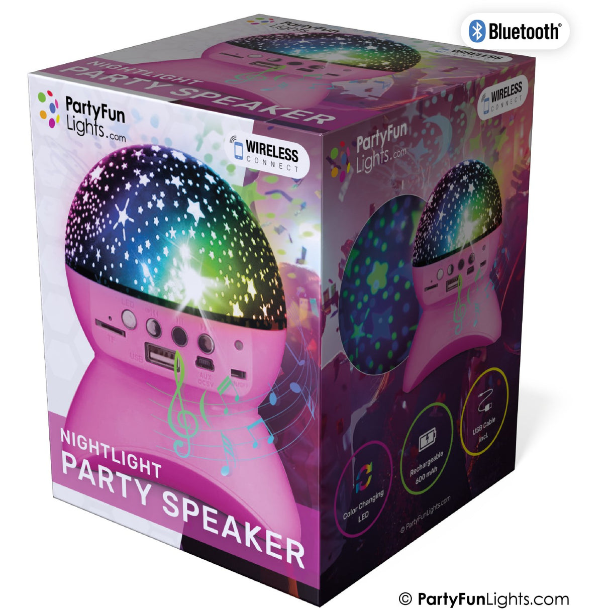 Party Funlight Starry Sky Bluetooth Högtalare - Rosa