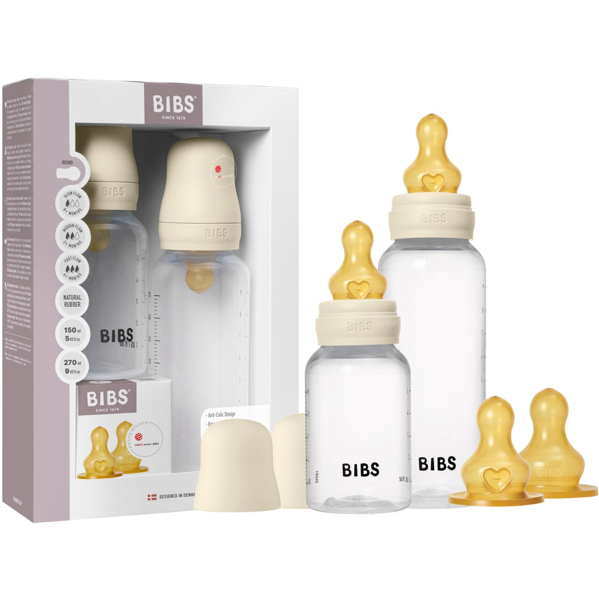 Haklapp Ivory Haklapp Grow och Flow Baby Flaska Round Latex Set 150 ml / 270 ml
