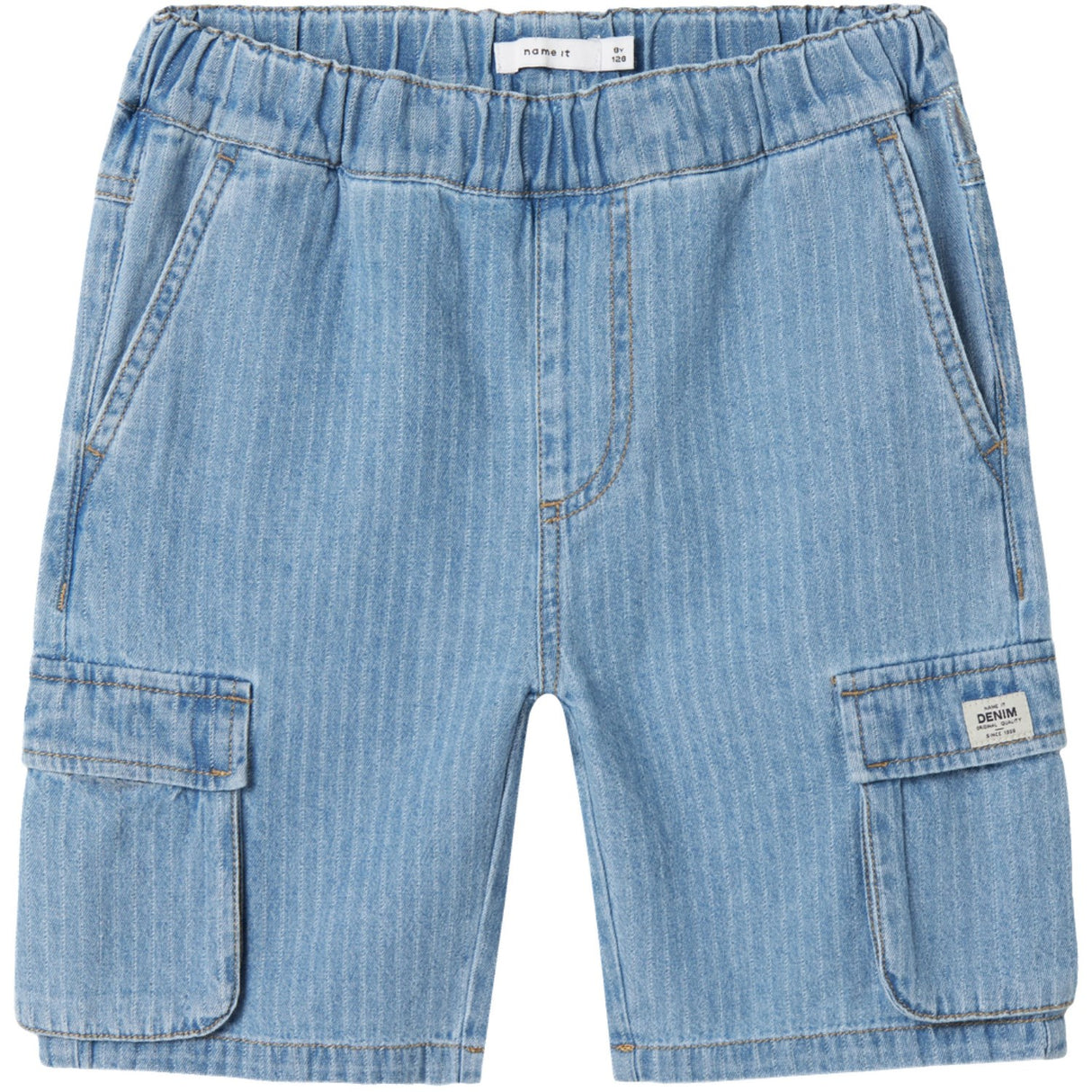 Name It Light Blue Denim Stripes Ryan Cargo Denim Shorts