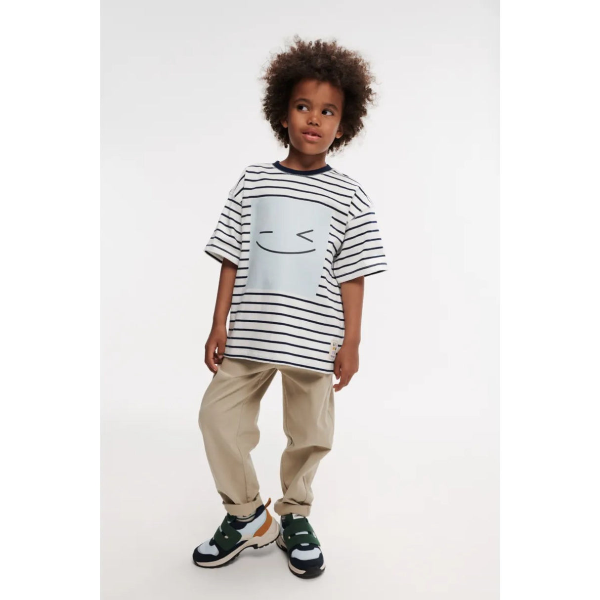 LIEWOOD Smiley / Stripe Classic Navy / Creme De La Creme Tyler Placement Shortsleeve T-Skjorta