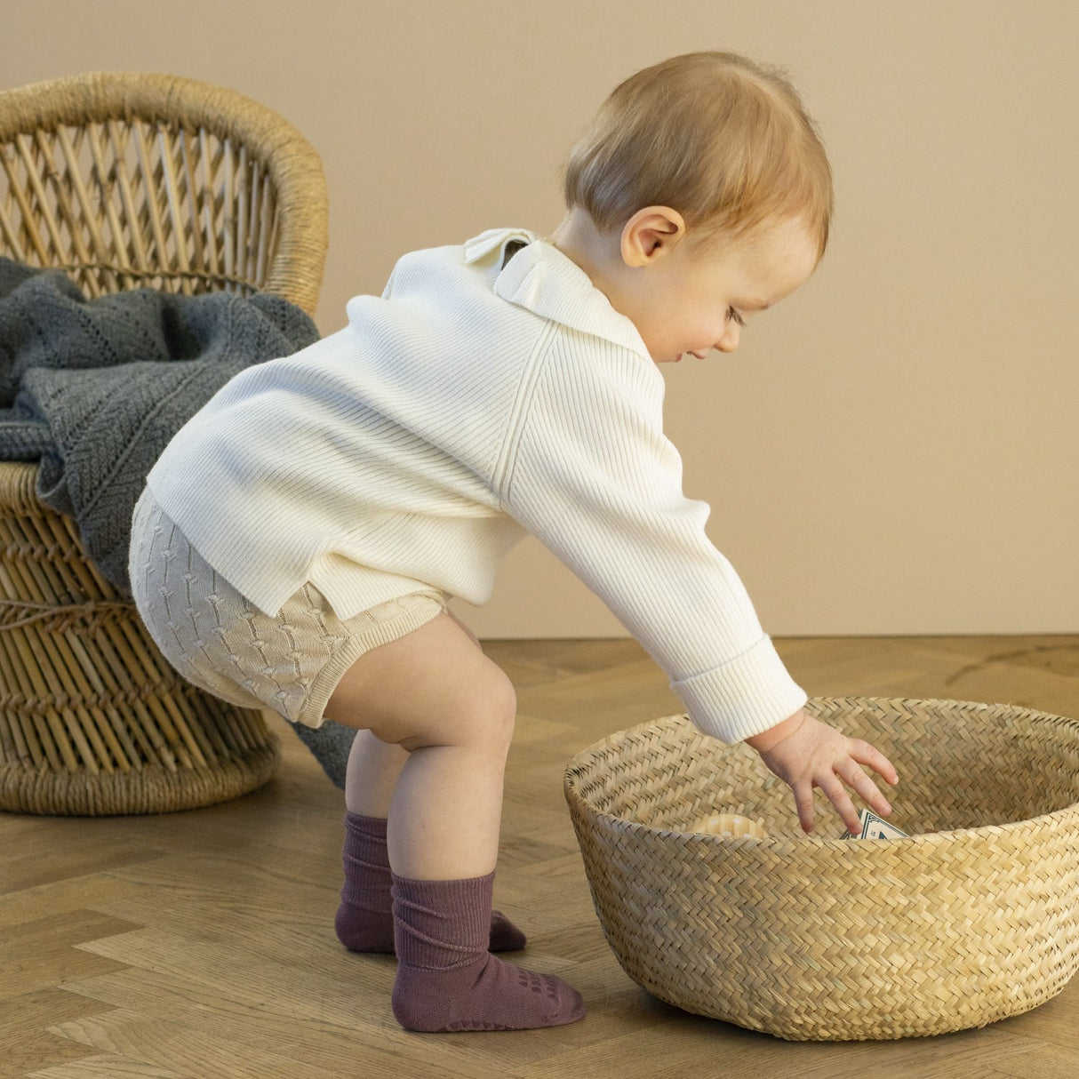 Gobabygo Misty Plum Non-Slip Strumpor Bambu