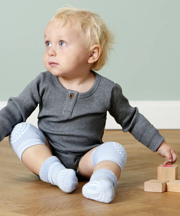Gobabygo Sky Blue Non Slip Strumpor Organic Bomull
