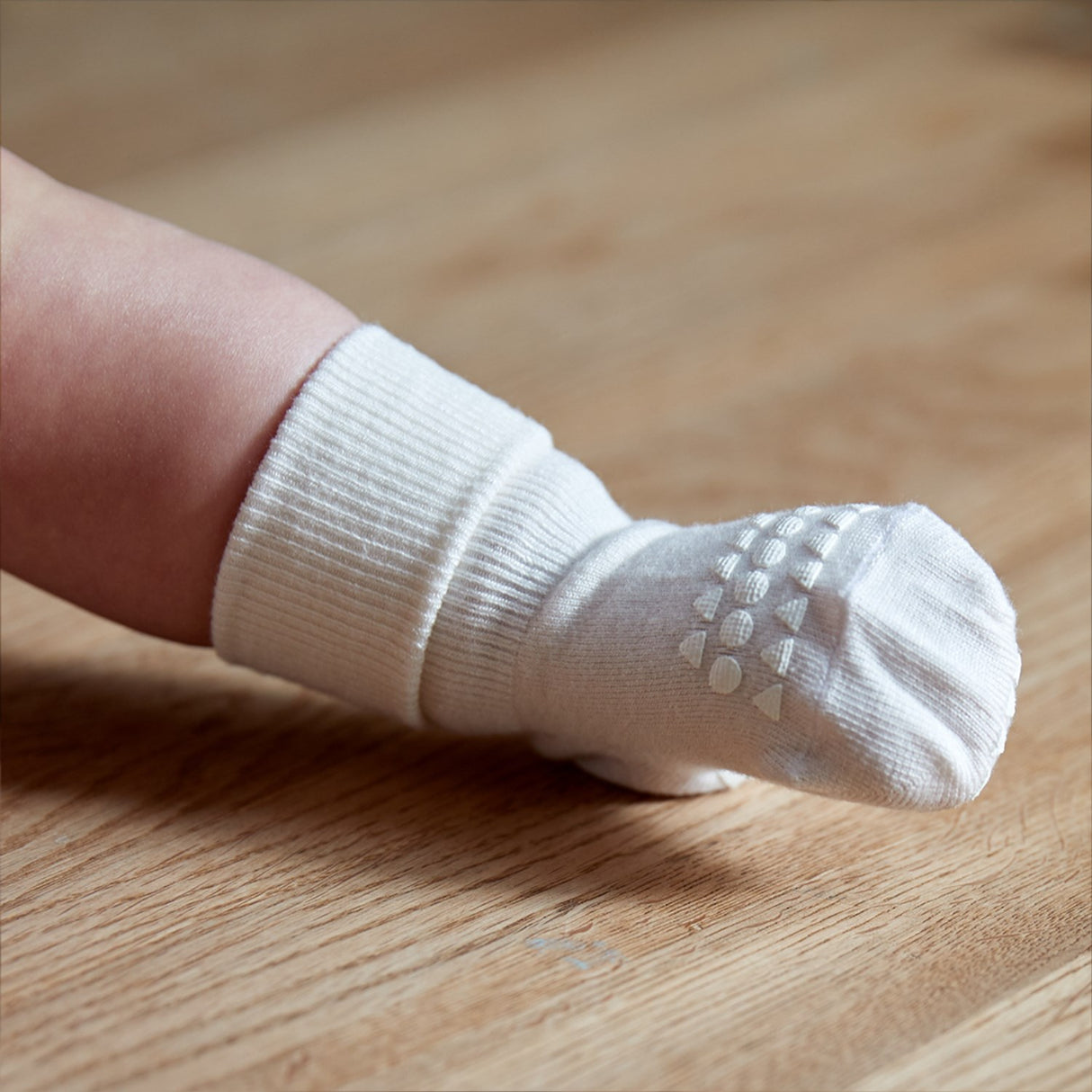 Gobabygo Off White Non-Slip Strumpor Bambu