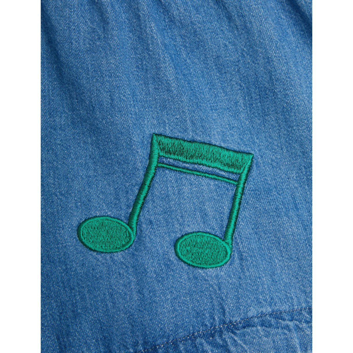 Mini Rodini Blue Note Embroidery Lightweight Denim Shorts