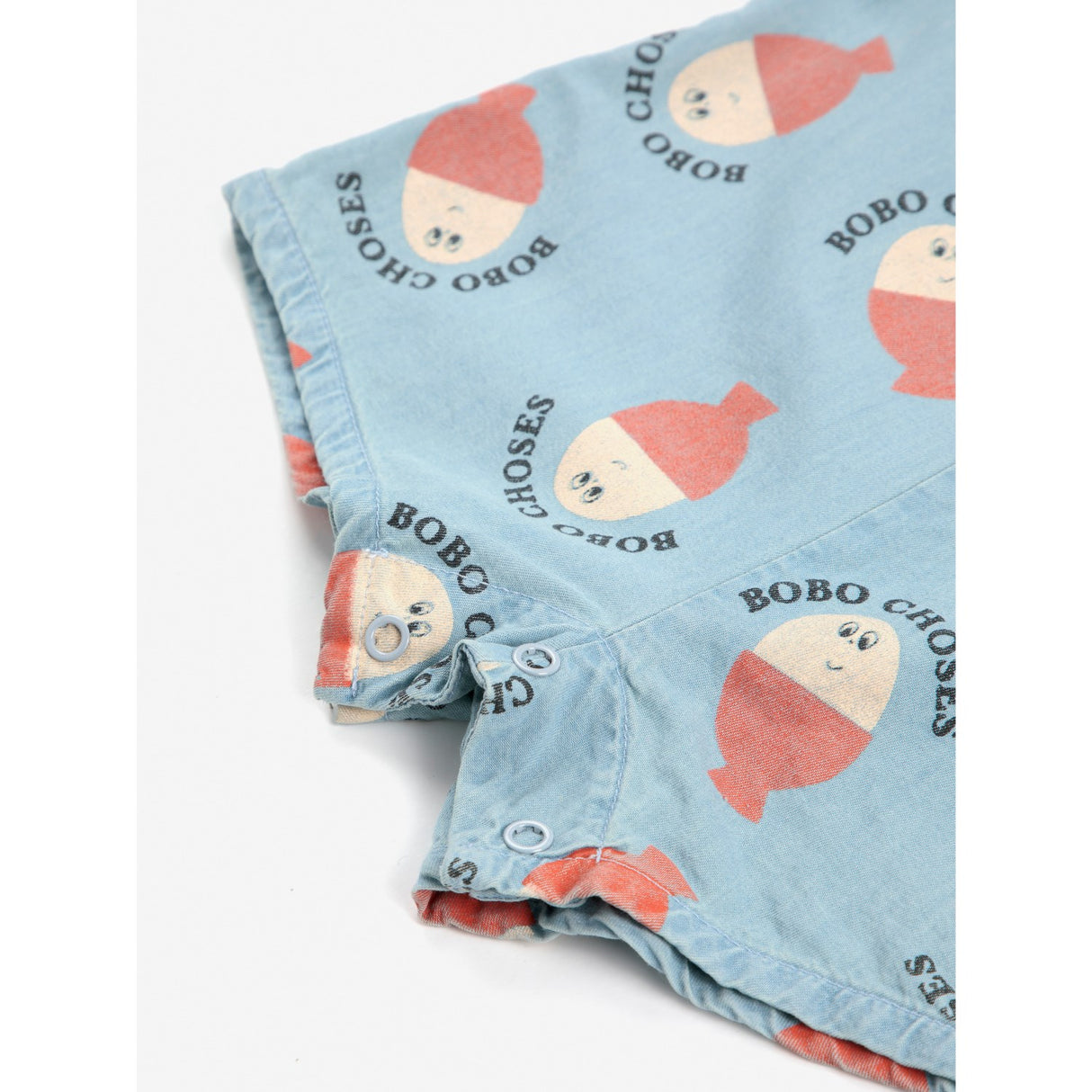 Bobo Choses Ljus Blue Morning Egg All Över Denim Playsuit