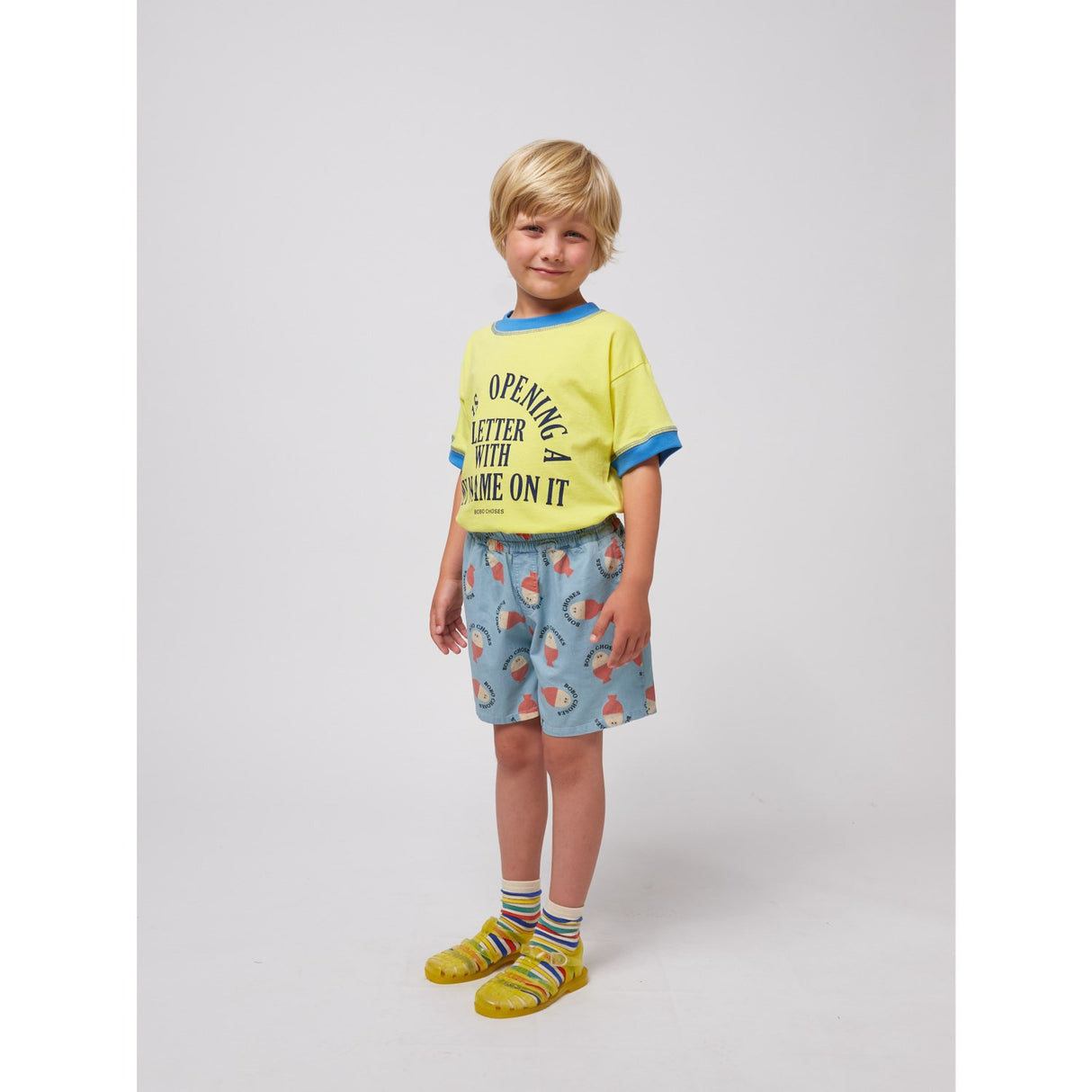Bobo Choses Ljus Blue Morning Egg All Över Woven Bermuda Shorts