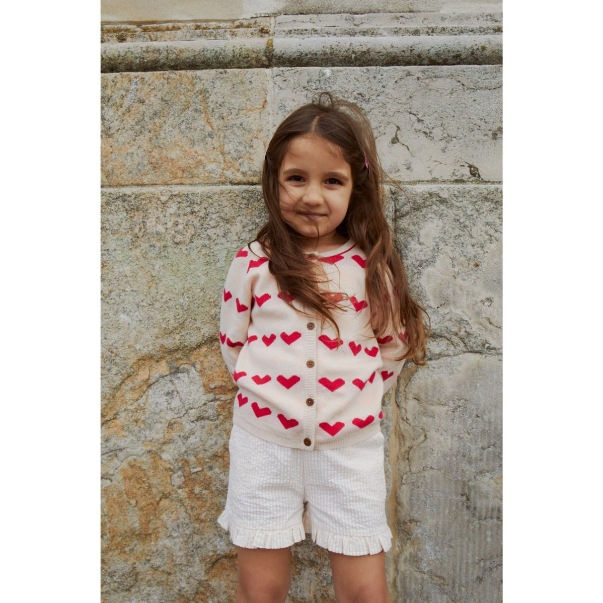 COPENHAGEN COLORS Berry Comb. Stickad Heart Cardigan